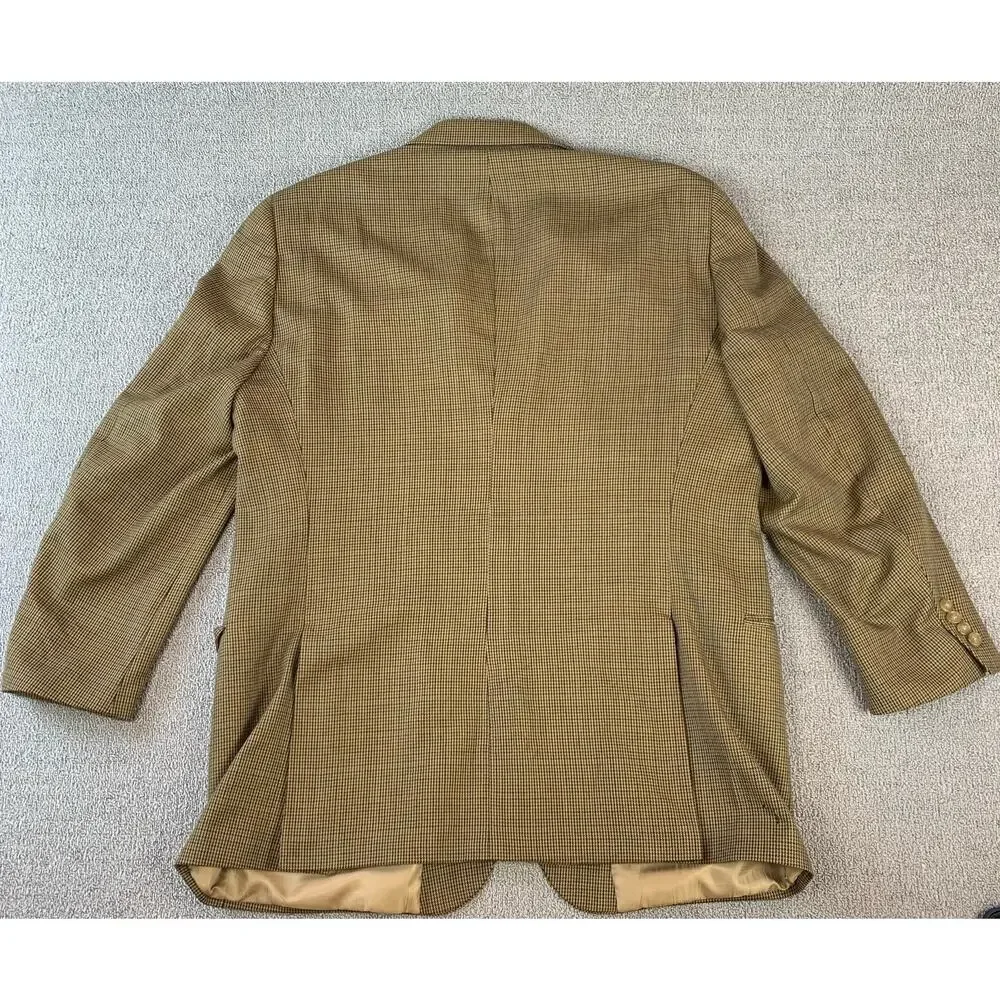 T. Harris London‎ 100% Wool Sport Coat Blazer Suit Jacket Houndstooth Brown 46L